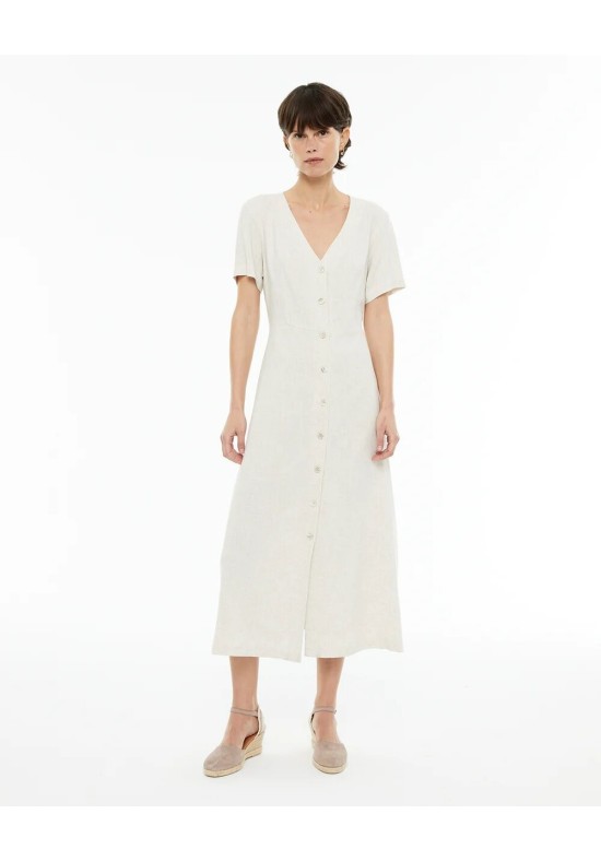 VESTIDO MIDI DE MANGA CORTA